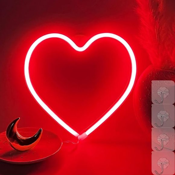 Red Heart Neon Led Light Wall Decor - Picture 1 of 3